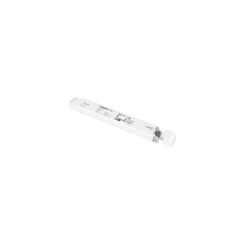 Pastovios įtampos LED maitinimo šaltinis. 150W, 24V, 352x43x30mm, IP20. Valdomas Triac/Push.