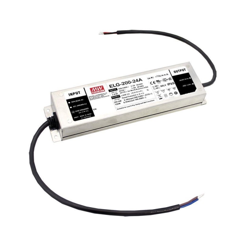 Pastovios įtampos LED maitinimo šaltinis. 200W, 24V, 244x71x38mm, IP67. Valdomas 0-10V ir PWM.