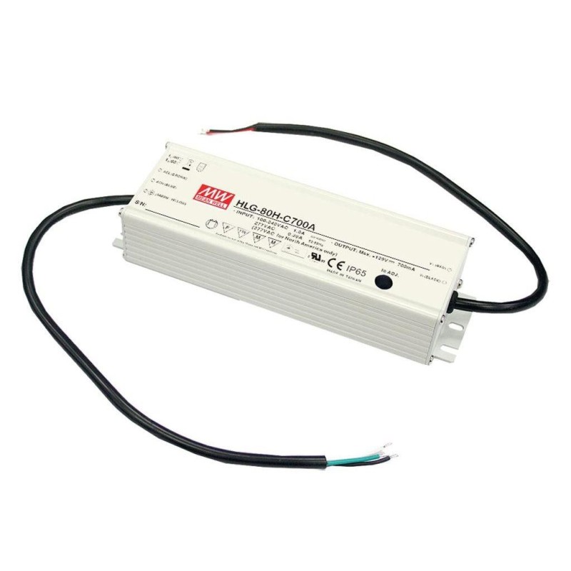 Pastovios įtampos LED maitinimo šaltinis. 80W, 48V, 196x62x39mm, IP67. Su potenciometru.